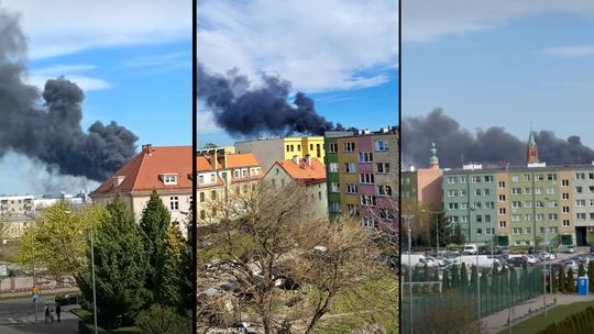 Kłęby dymu nad Oławą