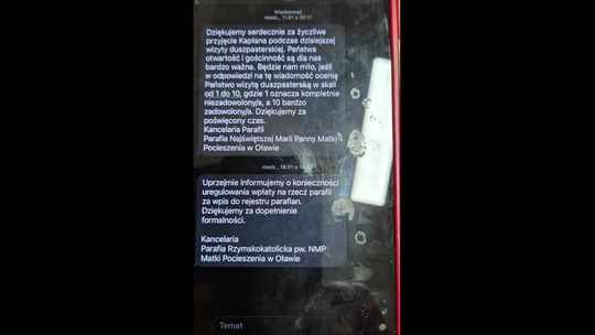 To próba oszustwa - informuje parafia w Oławie