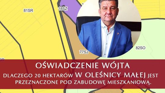 Wójt: - 20 hektarów pod zabudowę w Oleśnicy Małej? To nie jest nowa decyzja