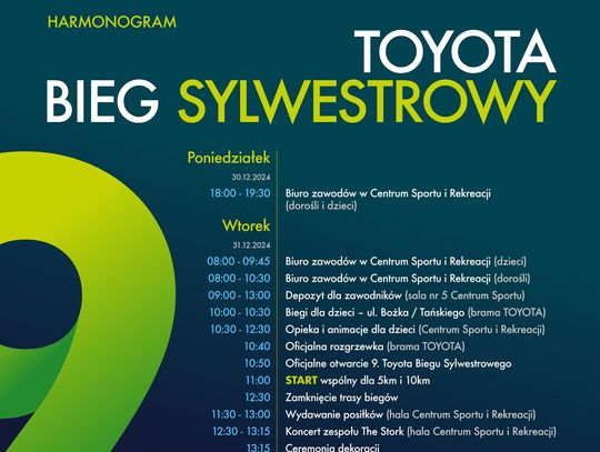 9. Toyota Bieg Sylwestrowy. Harmonogram i najważniejsze informacje