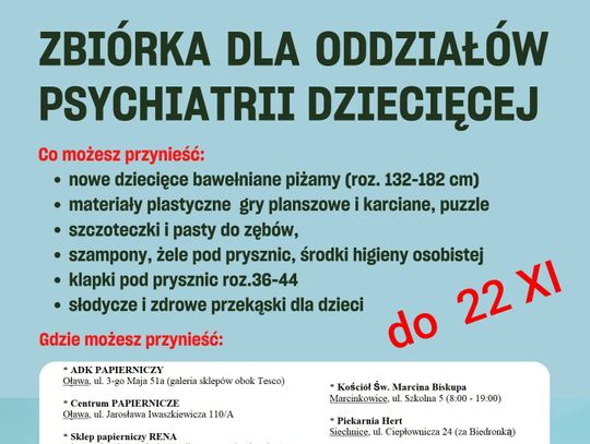 Akcja przedłużona. Możesz pomóc oddziałom psychiatrii dziecięcej