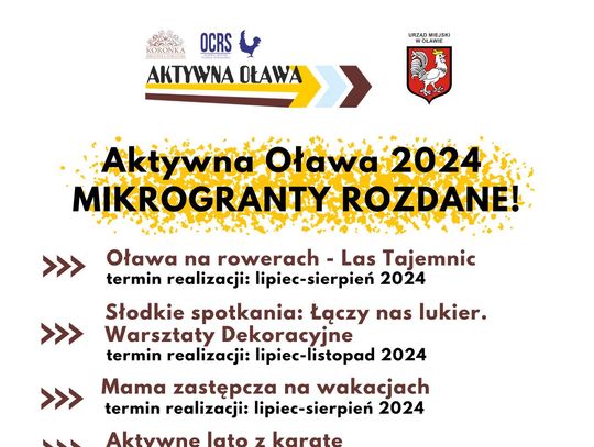 Aktywna Oława 2024 - mikrogranty rozdane