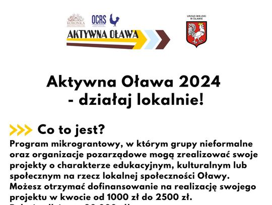 „Aktywna Oława 2024”. Rusza nabór wniosków