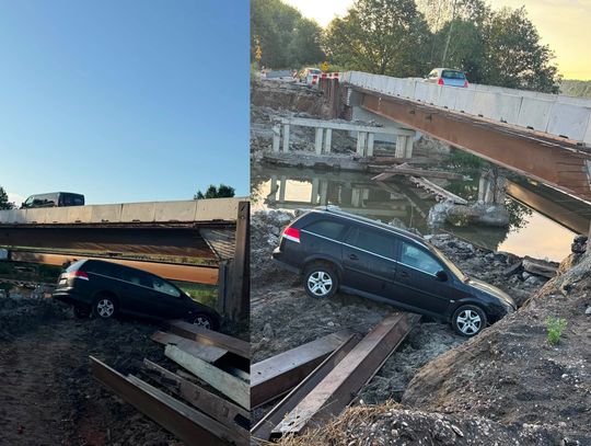 Auto spadło obok mostu. To niecodzienne zdarzenie!