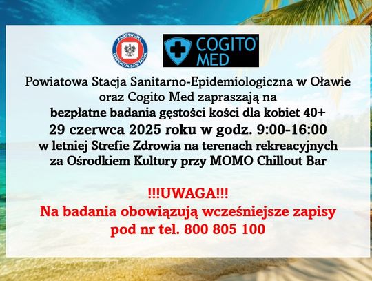 Bezpłatne badania gęstości kości dla kobiet 40 +