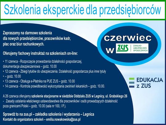 Bezpłatne szkolenia dla przedsiębiorców online i stacjonarne w czerwcu