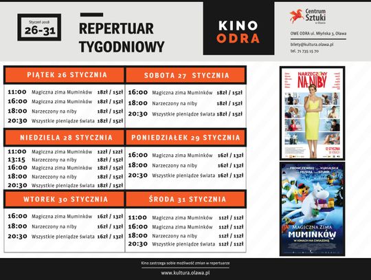 Co w kinie &quot;Odra&quot;? Repertuar do 31 stycznia