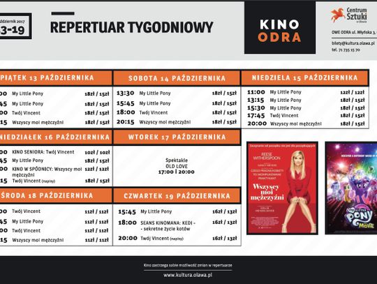 Co w kinie Odra? Repertuar od 13 października