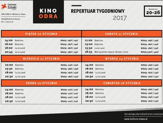 Co w kinie &quot;Odra&quot;? Repertuar od 20 stycznia