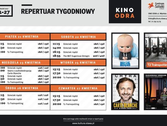 Co w kinie Odra? Repertuar od 21 kwietnia