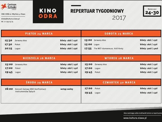 Co w kinie &quot;Odra&quot;? Repertuar od 24 marca