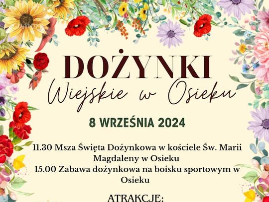 Dożynki wiejskie w Osieku. Zapraszamy!