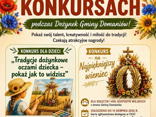 Dwa konkursy na dożynkach gminy Domaniów. Zapisy trwają