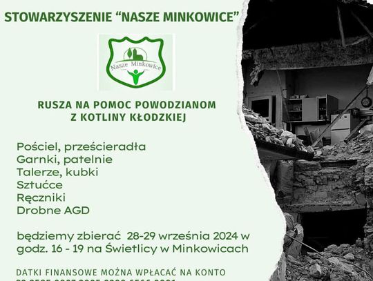 Dziś i jutro Minkowice zbierają dla powodzian