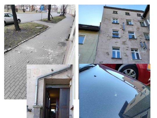 Dziś tynk posypał się na auto! Dziś tynk posypał się na auto!
