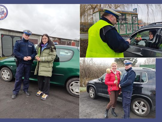 Dziś większa wyrozumiałość dla pań! Policjanci rozdawali kwiaty