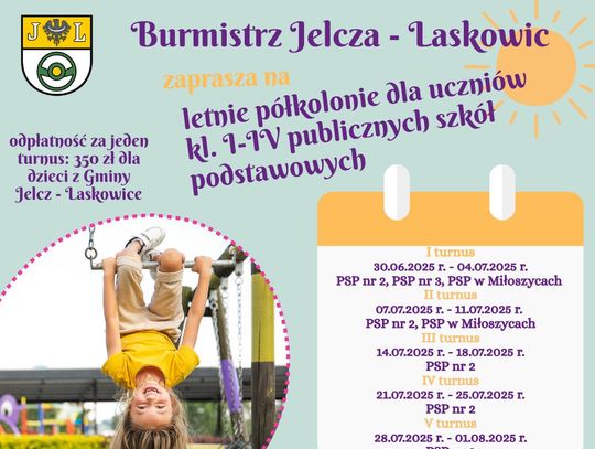 JELCZ-LASKOWICE Zapisy na półkolonie