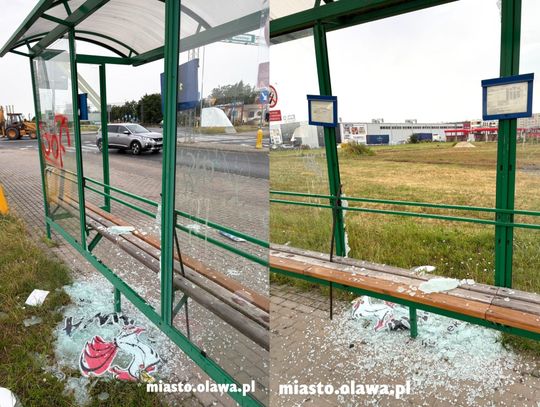 Kolejna dewastacja na oławskim przystanku