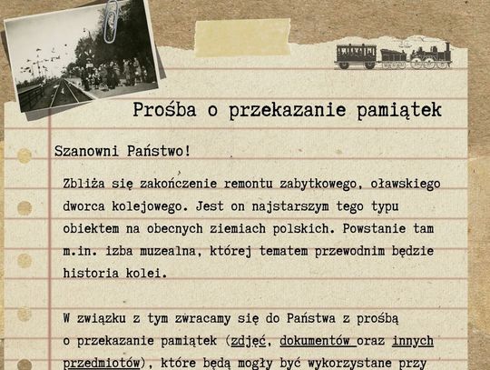 Macie pamiątki związane ze stacją kolejową w Oławie?