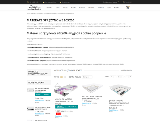 Materace sprężynowe 90x200 - Sklep Świat Sypialni