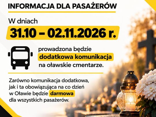 OŁAWA Dodatkowe i darmowe dojazdy na cmentarze
