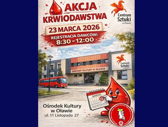 Plakat akcji krwiodawstwa w Oławie