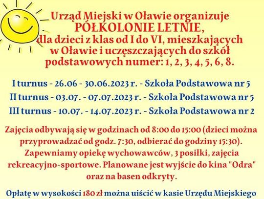Oława. Trwają zapisy na półkolonie