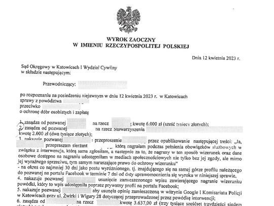 Opublikowanie wizerunku policjanta skończyło się wyrokiem