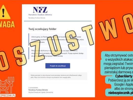 Oszustwa na maile z NFZ. Nie klikaj!