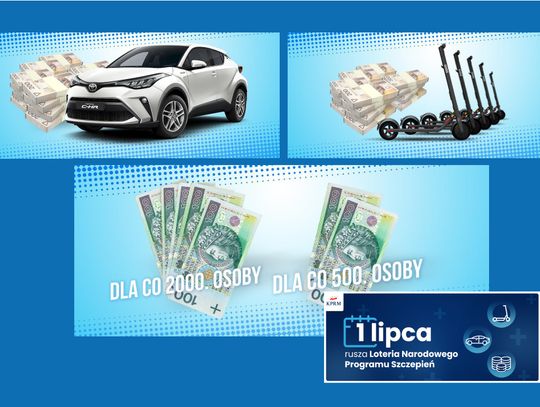 Pieniądze, samochody i hulajnogi – dziś rusza Loteria Narodowego Programu Szczepień