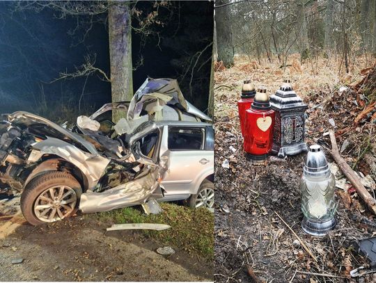 Płoną znicze w miejscu śmierci kierowcy. W lesie