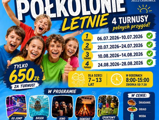 Półkolonie letnie 2026 w Jelczu-Laskowicach. Ruszyły zapisy Półkolonie letnie 2026 w Jelczu-Laskowicach. Ruszyły zapisy