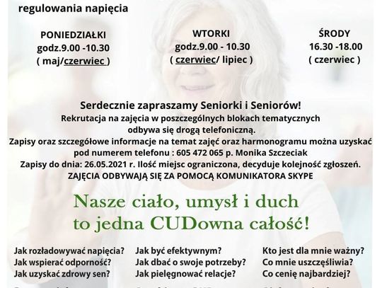 Projekt "CUD - Ciało Umysł Duch". Zgłoszenia tylko do 26 maja!