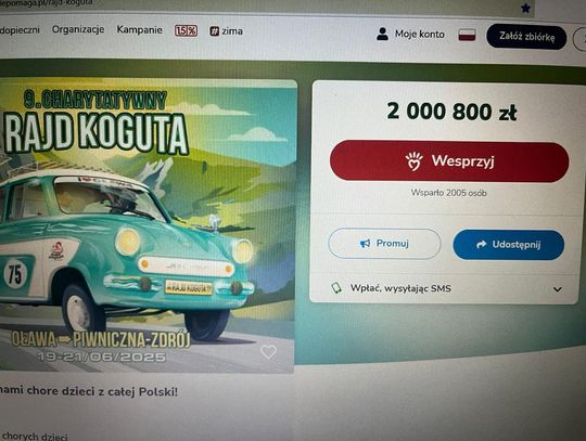 Rajd Koguta zebrał już ponad 2 mln! Rejestracja uczestników na razie wstrzymana