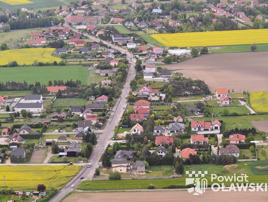 Remont ul. Oławskiej w Jaczkowicach z lotu ptaka