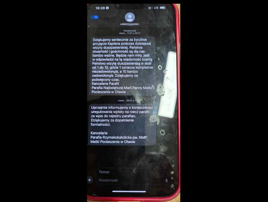 To próba oszustwa - informuje parafia w Oławie