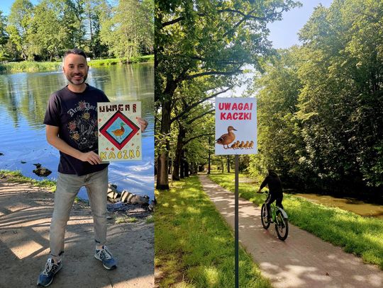 Uwaga, kaczki! Takie tablice pojawiły się nad stawami w parku