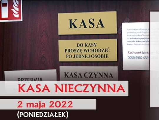 Uwaga - w poniedziałek kasa Urzędu Gminy Oława będzie nieczynna