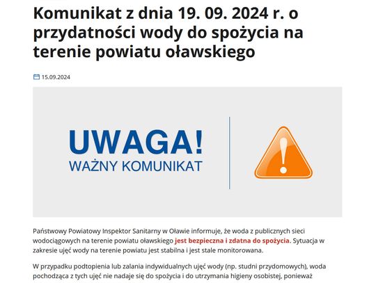 Woda z wodociągów bezpieczna i zdatna do picia