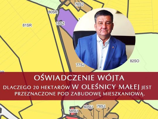 Wójt: - 20 hektarów pod zabudowę w Oleśnicy Małej? To nie jest nowa decyzja