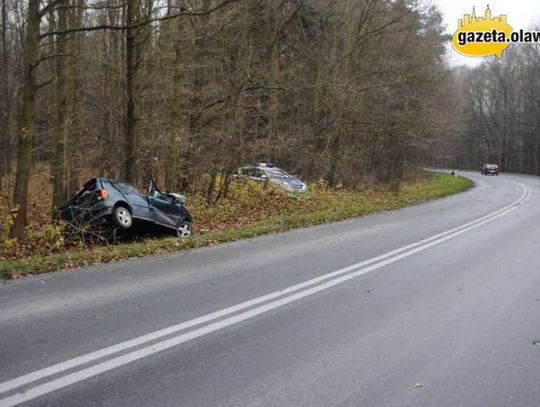 Wypadła z drogi i uderzyła w drzewa