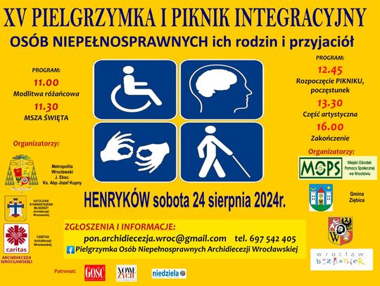 XV Pielgrzymka i Piknik Integracyjny Osób Niepełnosprawnych, Ich Rodzin i Przyjaciół. Henryków 2024