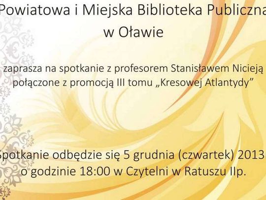 Zaproszenie na spotkanie z prof. Nicieją