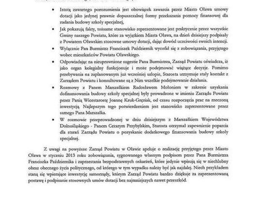 Zarząd powiatu w sprawie szkoły specjalnej