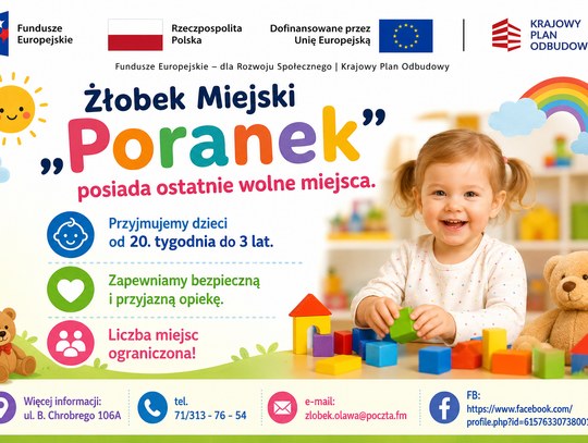 Żłobek Miejski PORANEK zaprasza