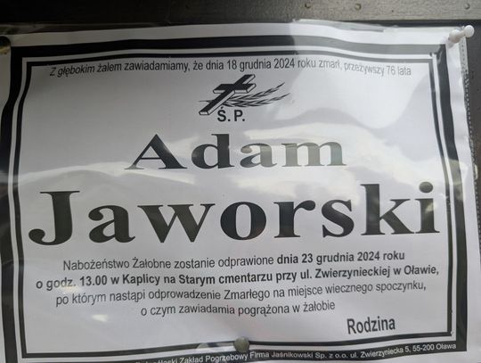 Zmarł Adam Jaworski