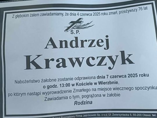 Zmarł Andrzej Krawczyk