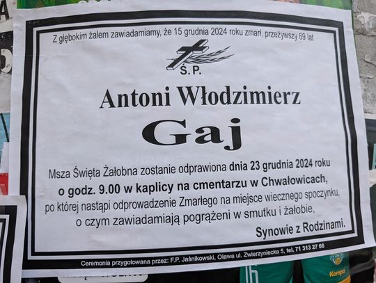 Zmarł Antoni Włodzimierz Gaj