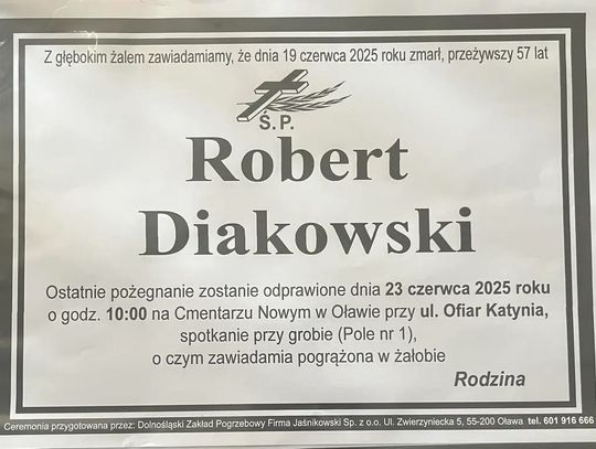 Zmarł Robert Diakowski