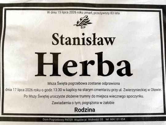 Zmarł Stanisław Herba